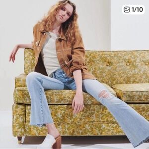 MOTHER Weekender Fray Light Blue distressed Flare Jeans 28